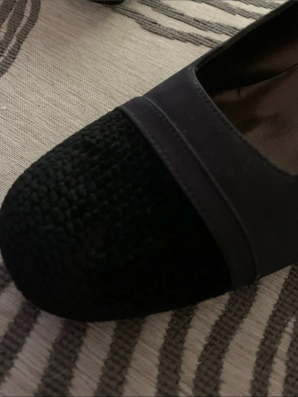 Nina Black Round-Toe Heels with Textured Cap